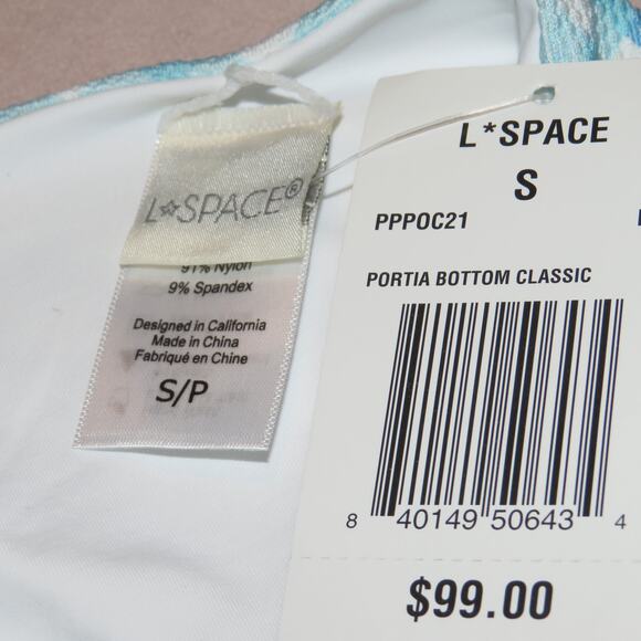 L*Space Portia Blue Picnic Plaid High Waist Bikini Swim Bottoms - Picture 6 of 8